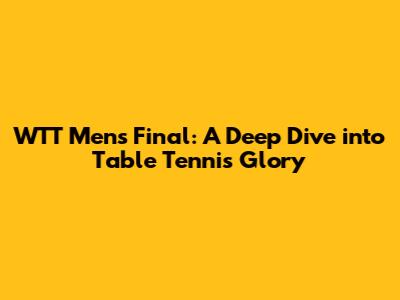 WTT Men's Final: A Deep Dive into Table Tennis Glory