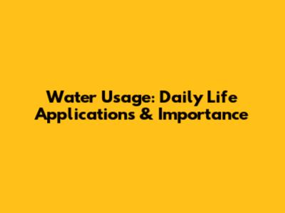 Water Usage: Daily Life Applications & Importance