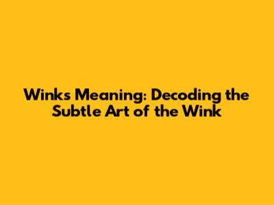 Winks Meaning: Decoding the Subtle Art of the Wink