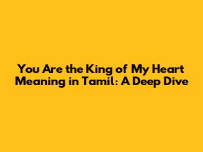 You Are the King of My Heart Meaning in Tamil: A Deep Dive